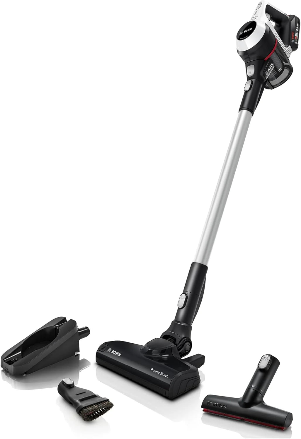 Bosch Akumulatorowy odkurzacz Unlimited seria 6 BKS6111P, bezprzewodowy odkurzacz ręczny, bezworkowy, lekki, higieniczny filtr, wysoka moc ssania, długi czas pracy, ssawka szczelinowa, wszystkie
