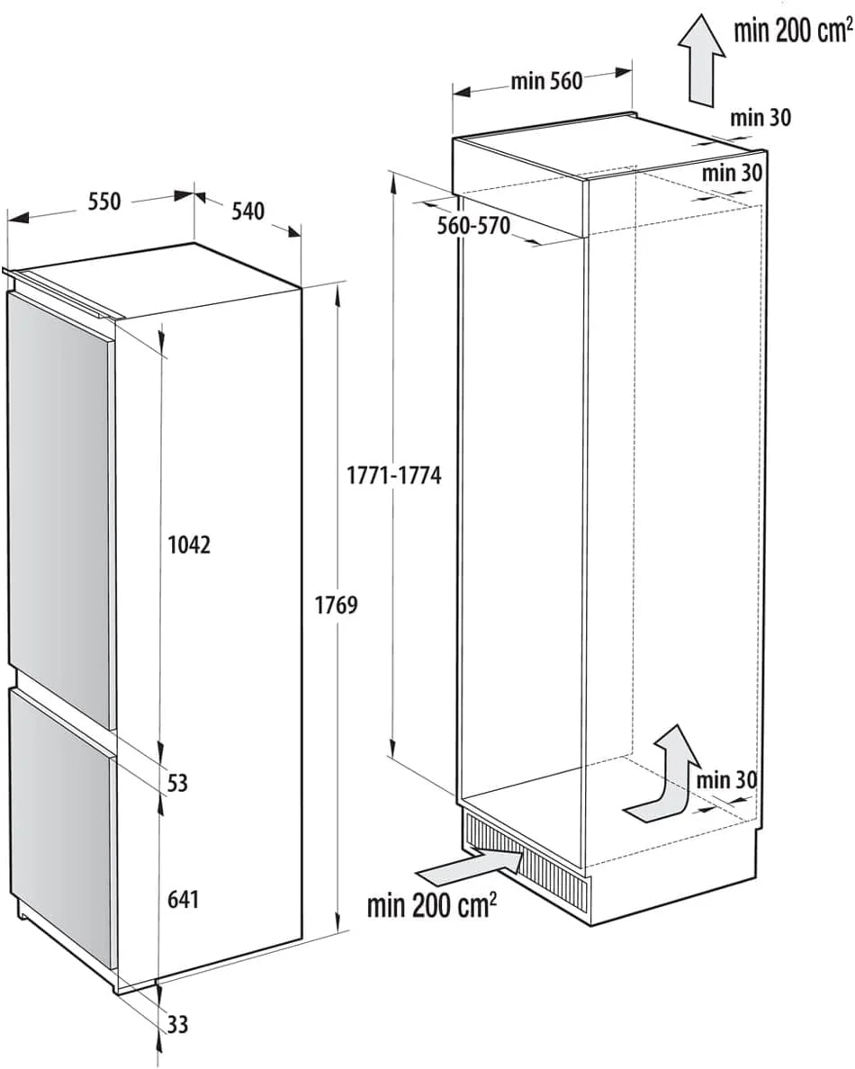 Gorenje NRKI517E41 lodówko-zamrażarka do zabudowy/178 nisza/zawias do drzwi przesuwnych/EEK:E/NoFrost DualAdvance/252L/AdaptTech/SuperCool/ConvertActive/EcoMode/wys. x szer. x gł.: 177,2 x 54 x 54,5