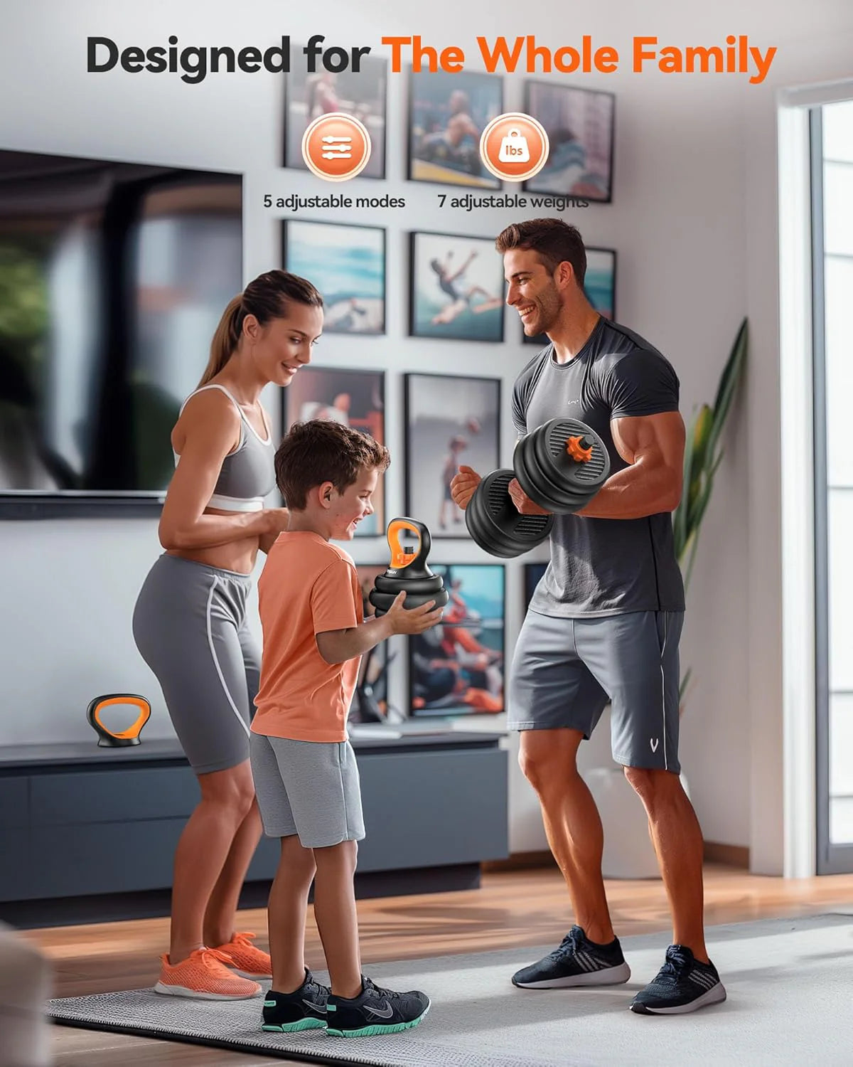 FEIERDUN Regulowane hantle, zestaw hantli o wadze 18 kg ze złączem, zestaw hantli 4 w 1, używany jako sztanga, kettlebell, stojak push-up, ćwiczenia fitness do domowej siłowni odpowiednie dla