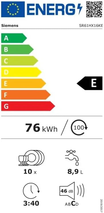 iQ100, w pełni zintegrowana zmywarka, 45 cm, SR61HX16KE