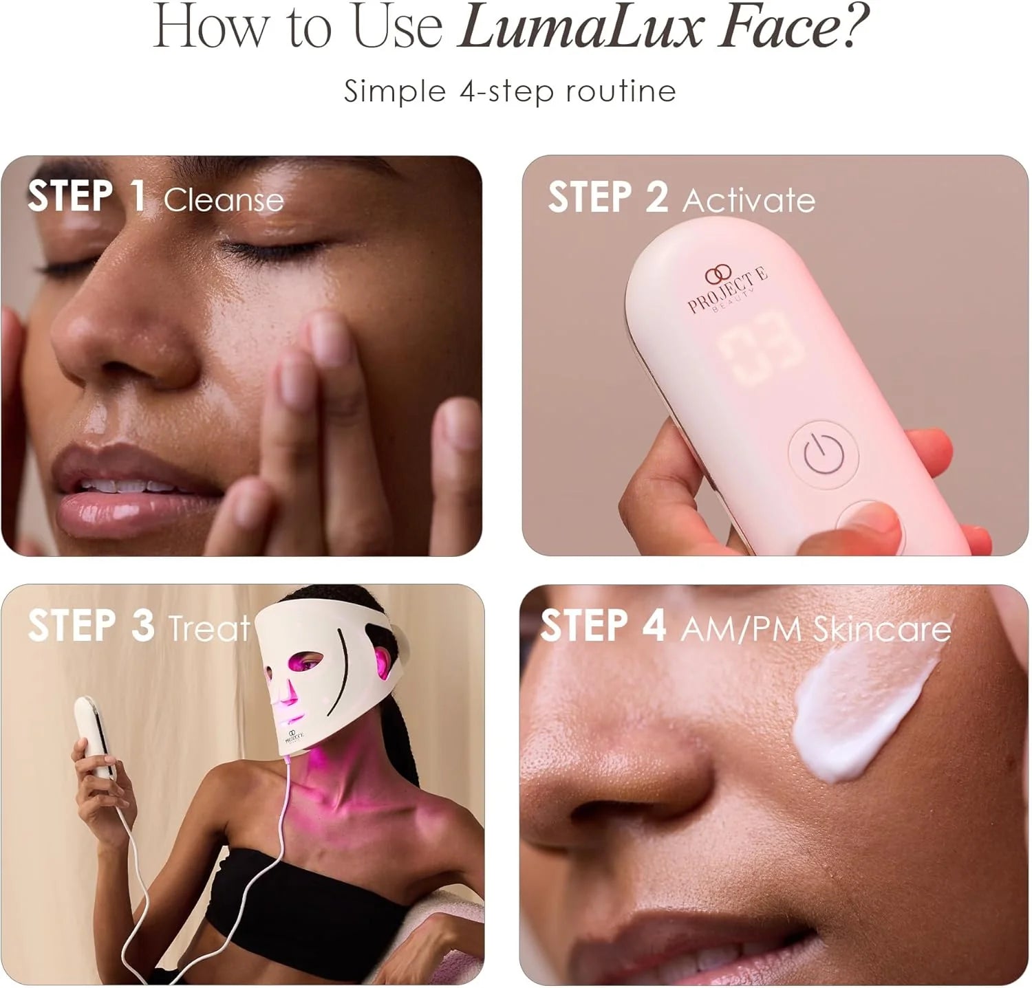 LumaLux Face Pro maska do terapii światłem LED firmy Project E Beauty | 800 diod LED | 7 + 2 kolory 460 nm ~ 1072 nm, czerwona + podczerwień + głęboka podczerwień, maska na twarz LED o dużej mocy