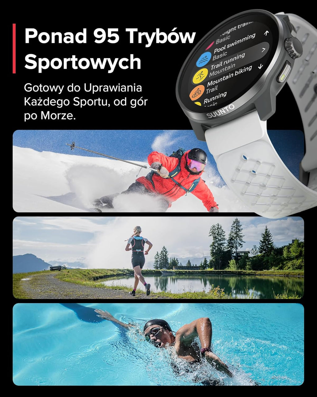 SUUNTO Race S Zegarek Biegowy z Ekranem Dotykowym Amoled, Dwuzakresowy Gps Zegarek Sportowy, Śledzenie Hrv i Snu, Plan Treningowy Oparty na Si, Bezpłatne Mapy Offline, Wodoodporność do 50M