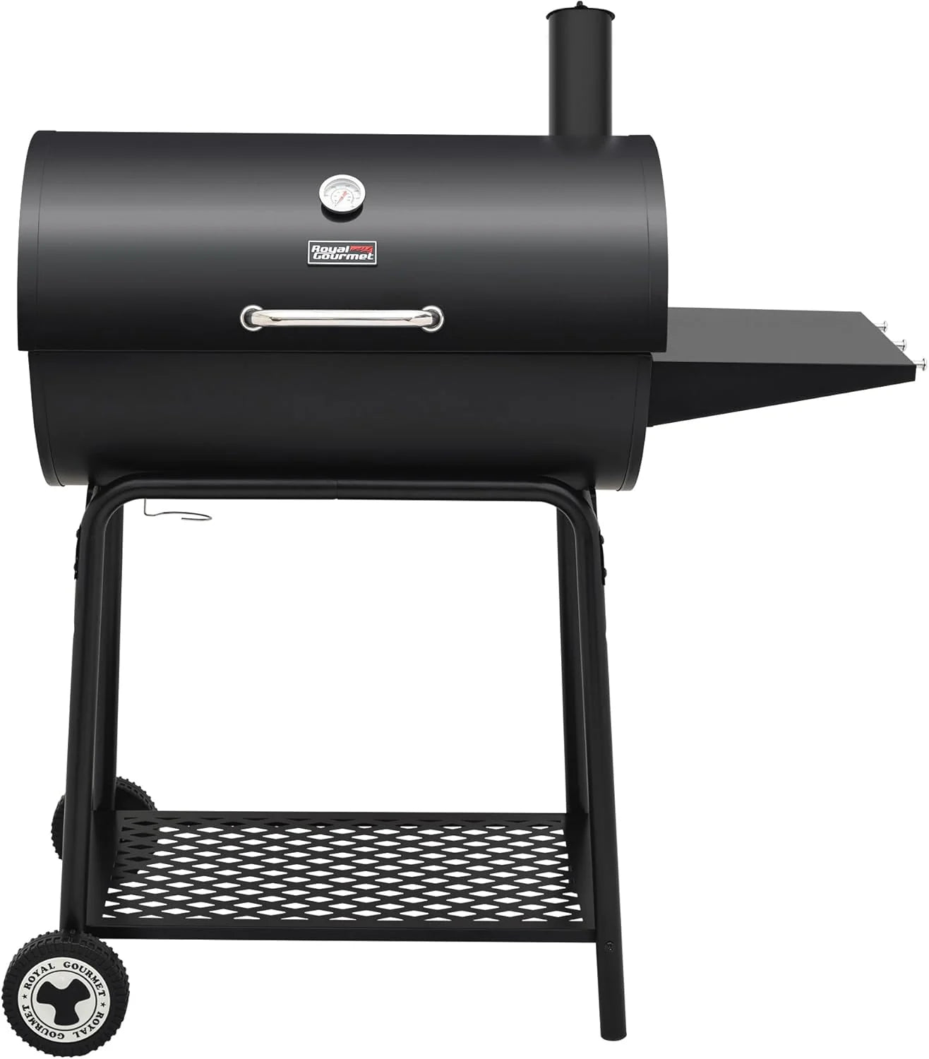 2026 Royal Gourmet CC1830 30-calowy grill węglowy ze stolikiem bocznym, grill zewnętrzny o powierzchni do gotowania 627 cali kwadratowych do ogrodu, na patio i na imprezy, czarny