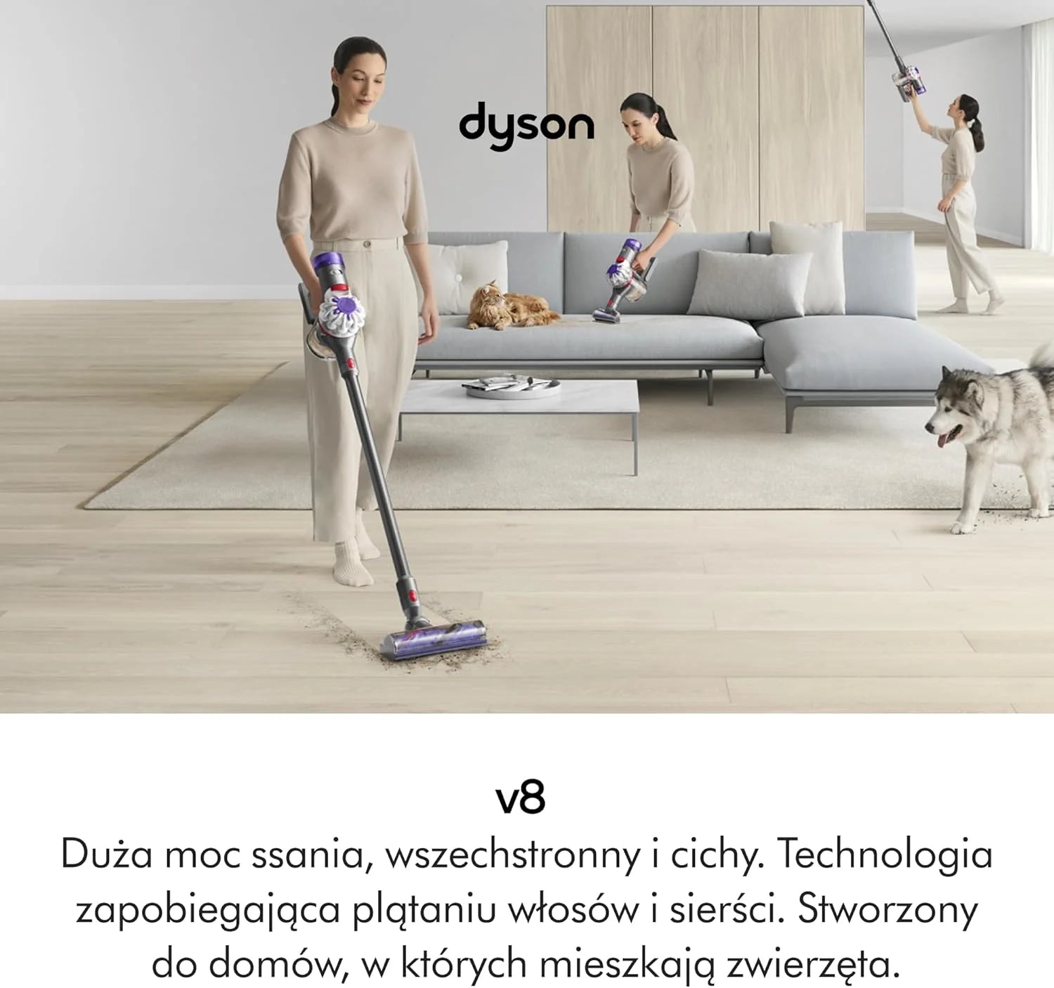 Bezprzewodowy odkurzacz pionowy Dyson V8™ Absolute (Srebro/Żółty)