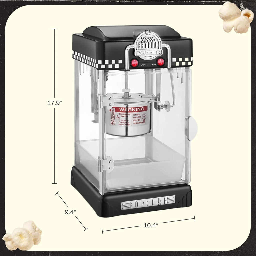 Little Bambino Maszyna do popcornu - 2,5 uncji stolik filmowy teatr popcorn popper ze stali nierdzewnej od Great Northern Popcorn (czarny)
