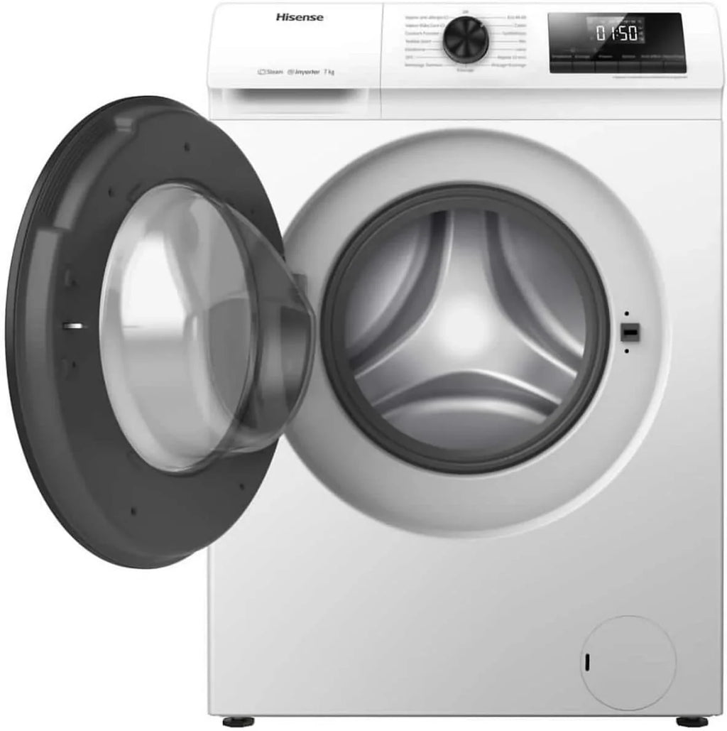 Hisense WFQP701219VM pralka, klasa A, 7 kg, 1200 obr./min, wysokość 84,5 cm x szerokość 59,5 cm, biała