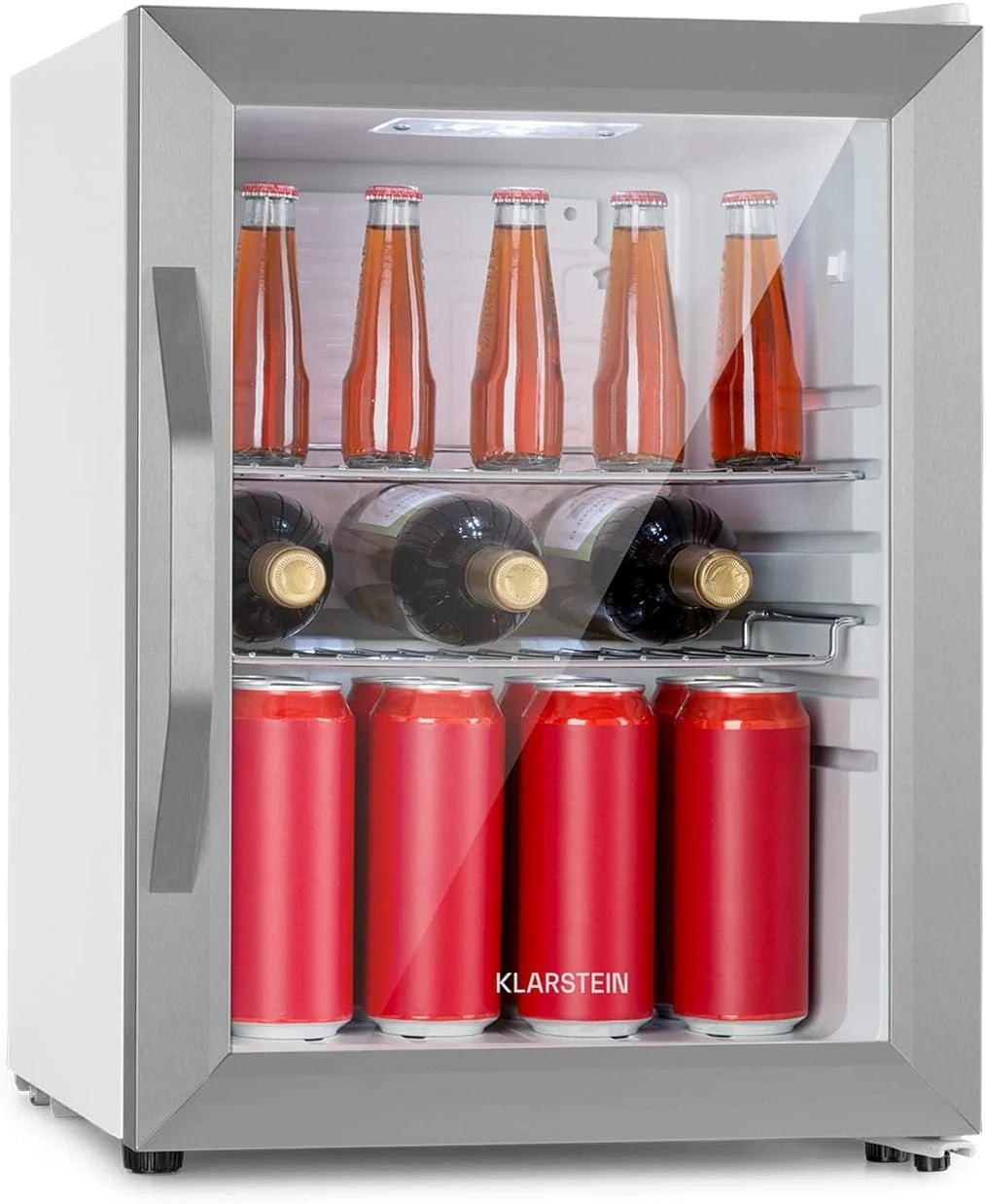 Klarstein Beersafe Quartz White lodówka na piwo, lodówka na napoje ze szklanymi drzwiczkami, lodówka, lodówka na butelki o pojemności 80 litrów
