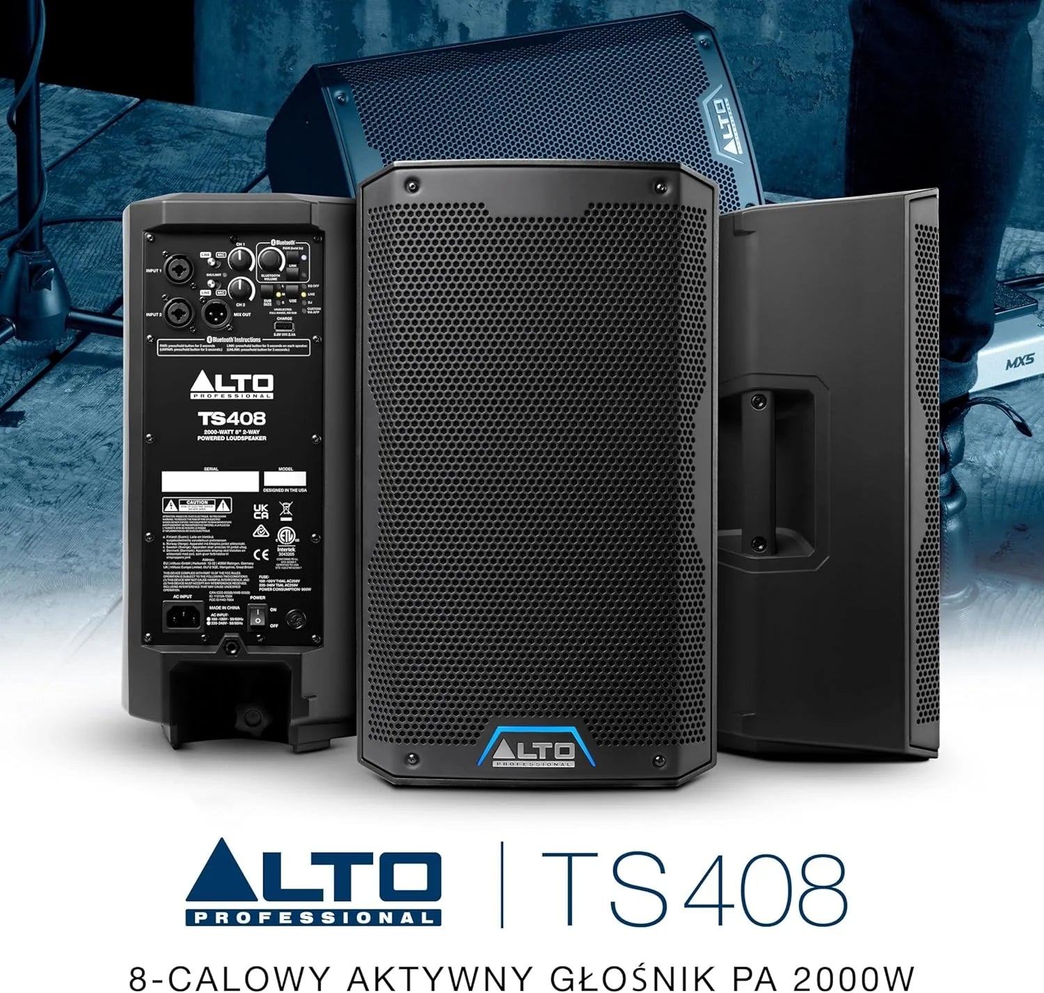 ALTO TS410 Aktywny Głośnik PA 2000W 10 z 3-Kanałowym Mikserem, Bluetooth, Bezprzewodowym Podłączaniem Głośników, DSP i Aplikacją