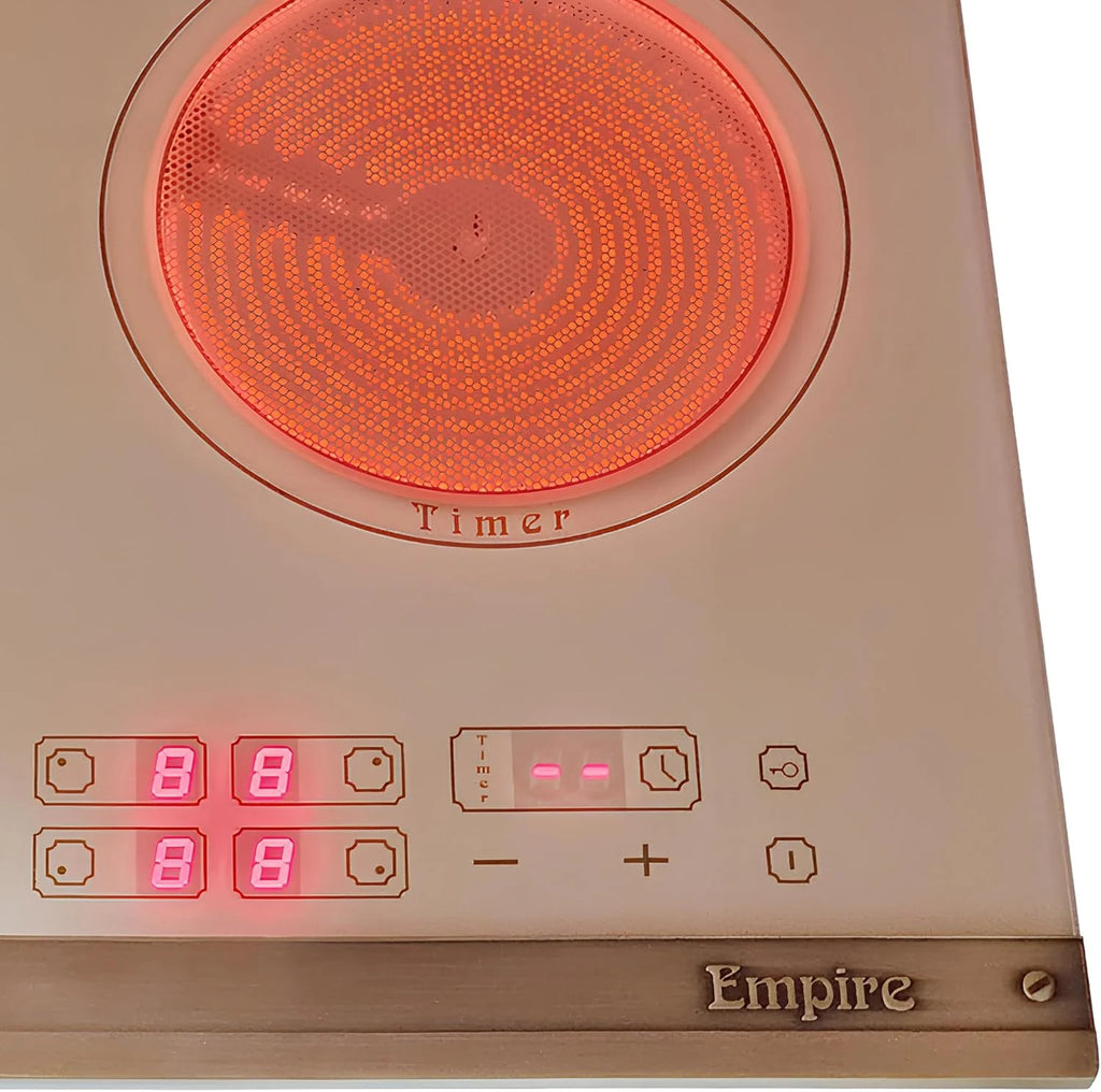 Kaiser Empire KCT 6185 ElfEm · niezależna elektryczna płyta kuchenna High-Light 60 cm · płyta ze szkła ceramicznego 4 palniki · styl retro · sterowanie dotykowe · strefa dwuokręgowa i do pieczenia