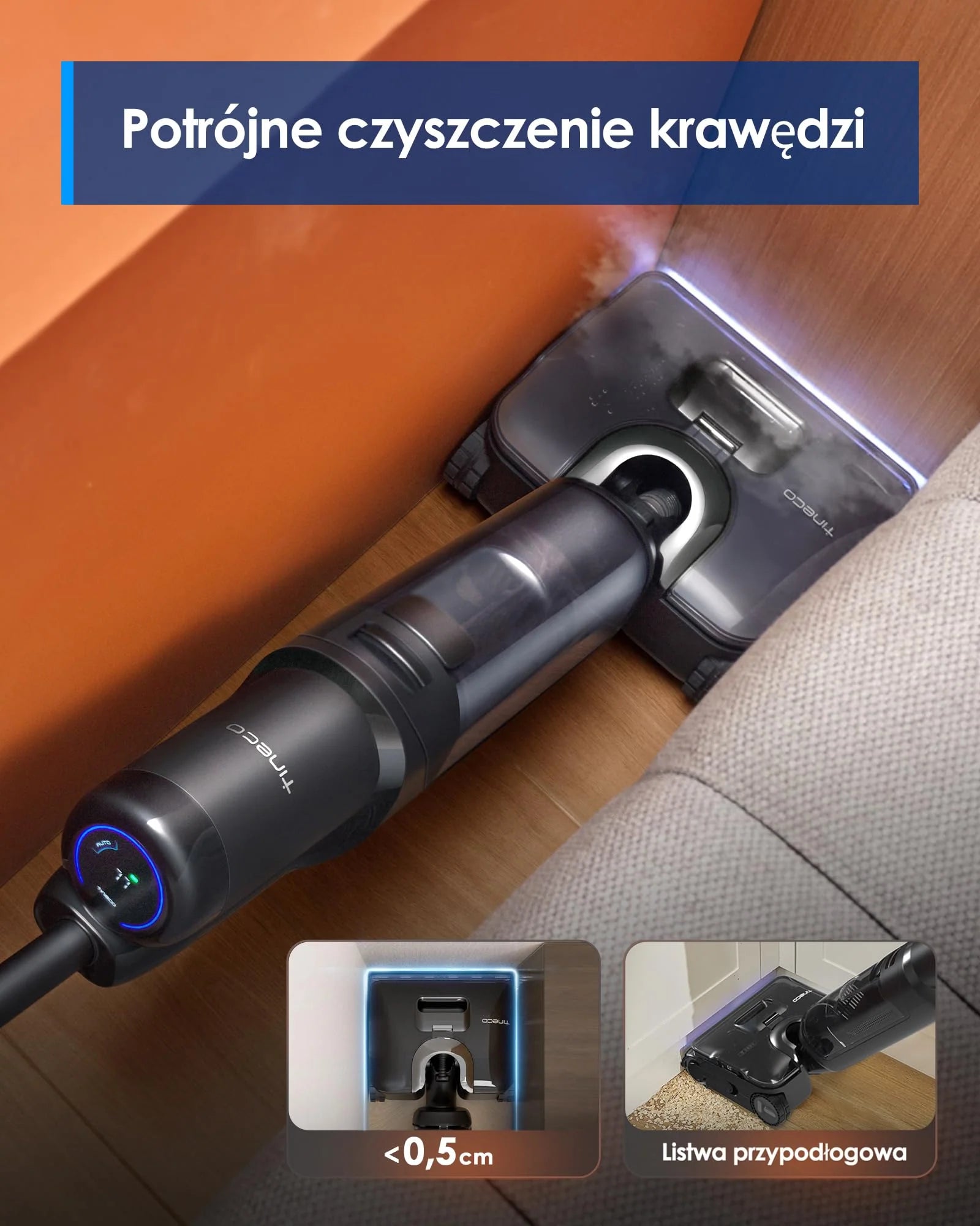 Tineco FLOOR ONE S7 Stretch Steam Draadloze Nat-Droog Stoomzuiger Alles-in-één, 160℃ HyperSteam, 180° Plat Liggend, Anti-Knoop Ontwerp, FlashDry Zelfreiniging, Tot 80 min gebruiksduur