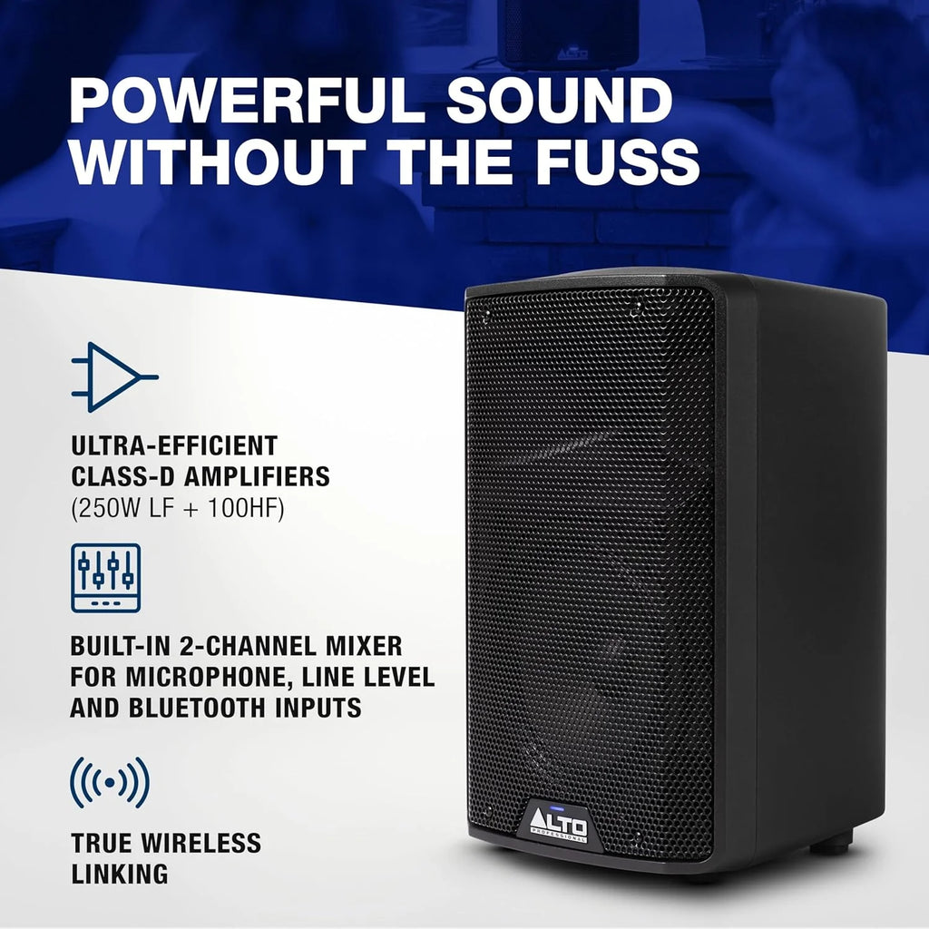 ALTO TS410 Aktywny Głośnik PA 2000W 10 z 3-Kanałowym Mikserem, Bluetooth, Bezprzewodowym Podłączaniem Głośników, DSP i Aplikacją