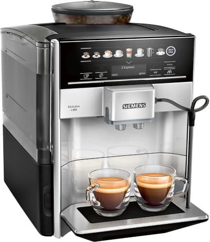 Siemens Eq.6 Plus S300 Automatyczny Ekspres do Kawy Te653501De, Profile do Przechowywania, Czyszczenie Parą, Funkcja Podwójnego Kubka, 1500 W, Srebrny