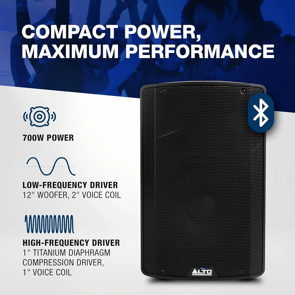 ALTO TS410 Aktywny Głośnik PA 2000W 10 z 3-Kanałowym Mikserem, Bluetooth, Bezprzewodowym Podłączaniem Głośników, DSP i Aplikacją