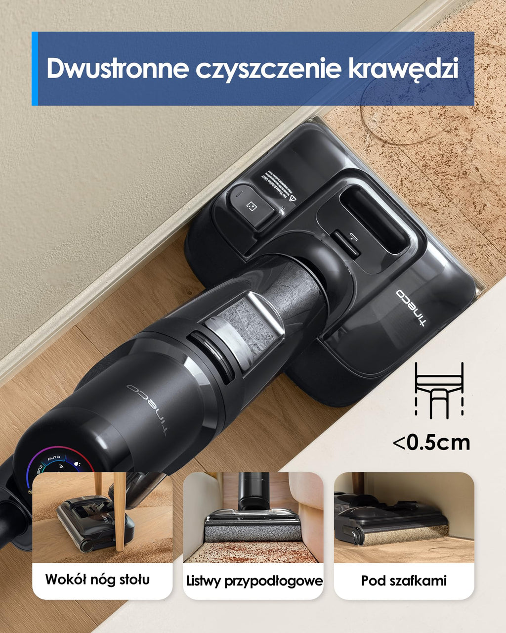 Tineco FLOOR ONE S7 Stretch Steam Draadloze Nat-Droog Stoomzuiger Alles-in-één, 160℃ HyperSteam, 180° Plat Liggend, Anti-Knoop Ontwerp, FlashDry Zelfreiniging, Tot 80 min gebruiksduur
