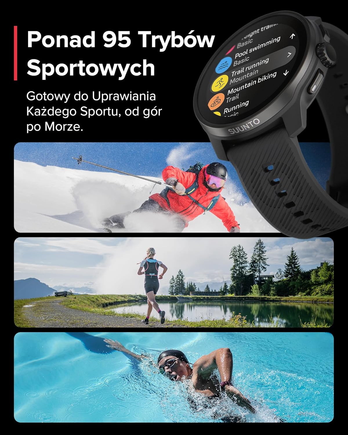 SUUNTO Race S Zegarek Biegowy z Ekranem Dotykowym Amoled, Dwuzakresowy Gps Zegarek Sportowy, Śledzenie Hrv i Snu, Plan Treningowy Oparty na Si, Bezpłatne Mapy Offline, Wodoodporność do 50M