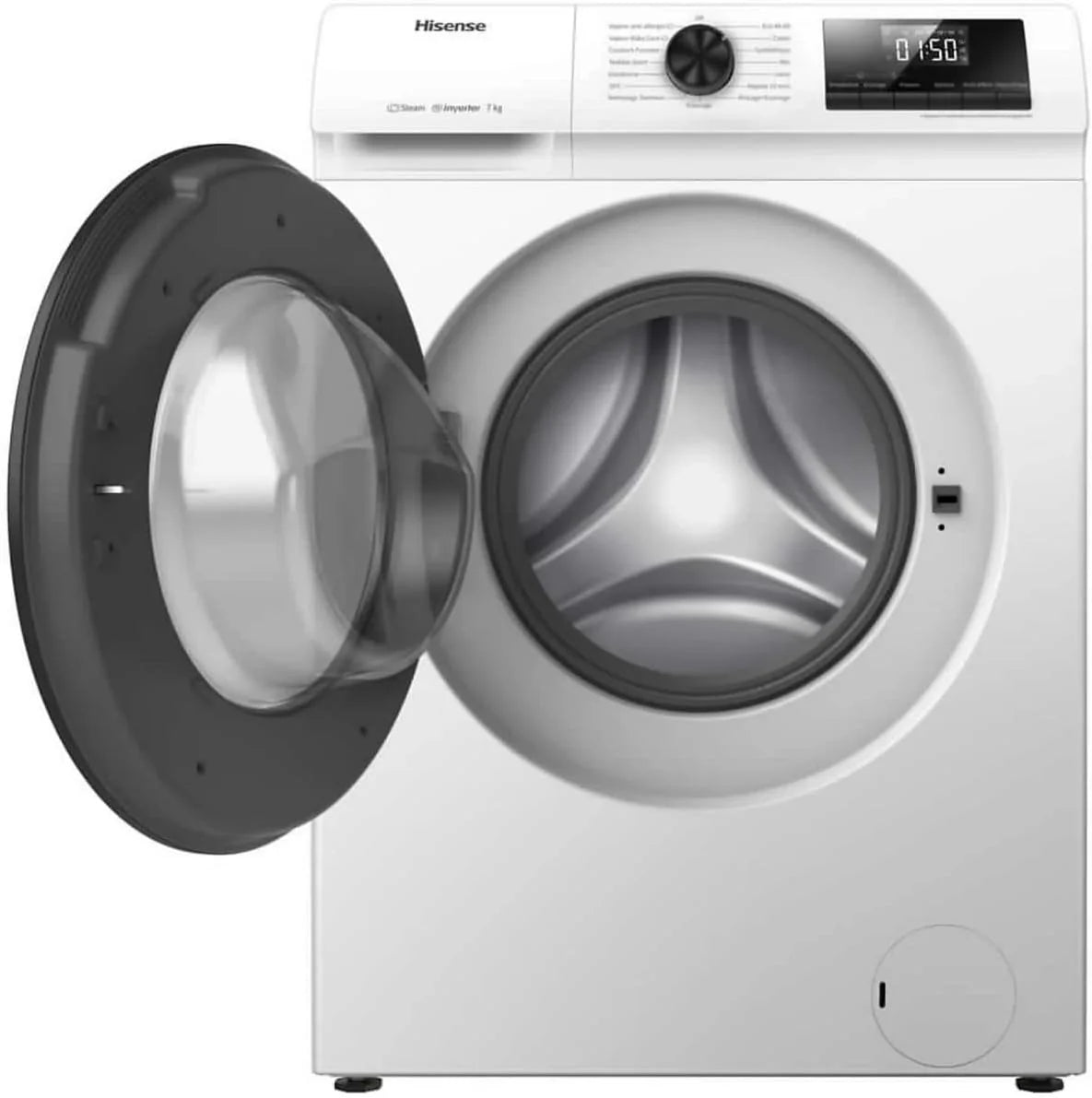 Hisense WFQP701219VM pralka, klasa A, 7 kg, 1200 obr./min, wysokość 84,5 cm x szerokość 59,5 cm, biała