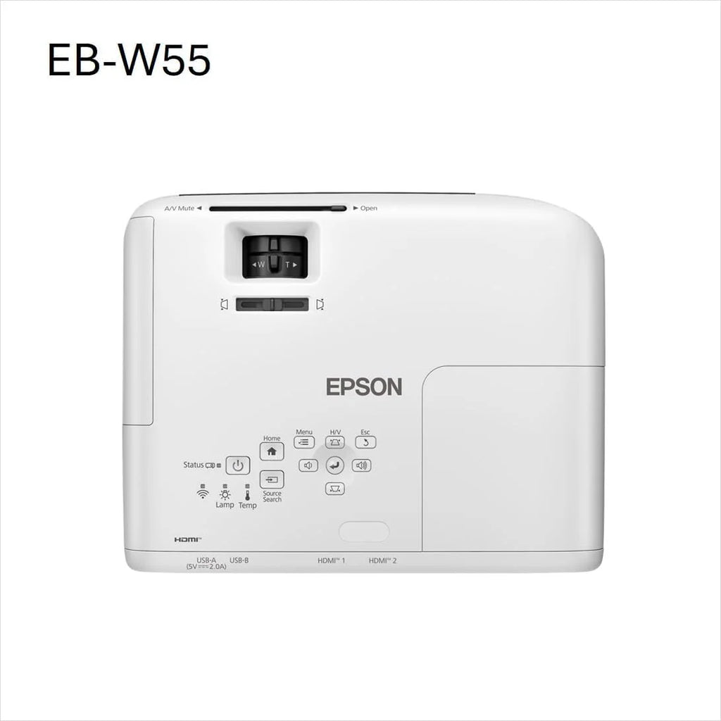 EPSON EB-W55 projektor 3LCD HD-Ready (4000 lumenów, 16:10, rozdzielczość WXGA (1280 x 800 pikseli), WiFi, HDMI, biały