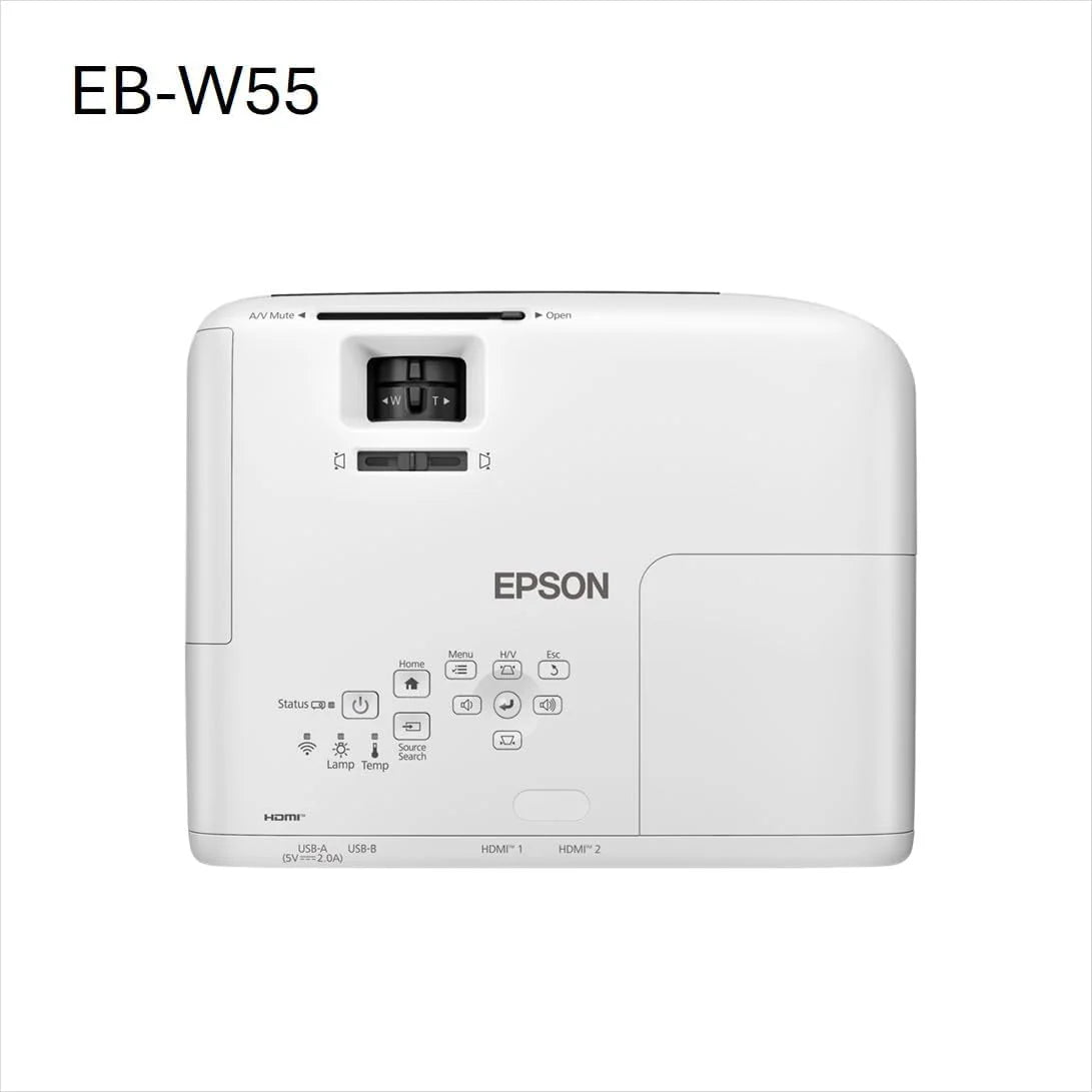 EPSON EB-W55 projektor 3LCD HD-Ready (4000 lumenów, 16:10, rozdzielczość WXGA (1280 x 800 pikseli), WiFi, HDMI, biały