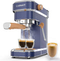 Laekerrt CMEP01 ekspres do kawy z 20 barami, ze spieniaczem do mleka, domowy ekspres do kawy Expresso do cappuccino i latte (granatowy, stal nierdzewna), prezent dla miłośników kawy, ojca