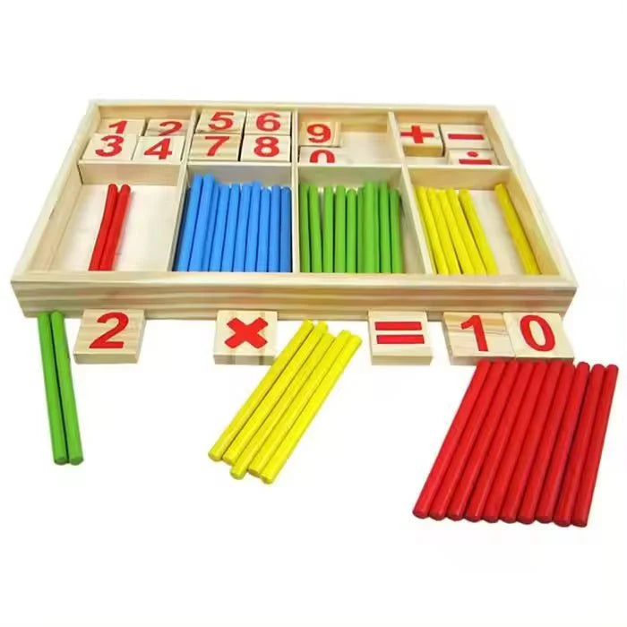 Wooden Math Counting Sticks Educational Arithmetic Learning Blocks