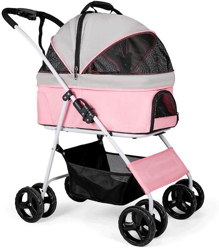 Premium Pet Stroller Cat Dog Wózki dla średnich psów, składany wózek dla kota dla 2 kotów Wózki dla psów Wózki dla małych psów Oddychający wózek dla psa Wózek buggy (kolor: jasnoszary) (ciemnoszary)