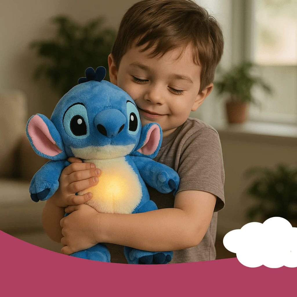 Blue Stitch-Inspired Breathing Plush Toy with Soothing Light and Sound