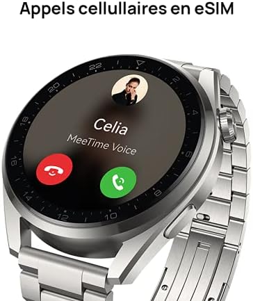 HUAWEI WATCH 3 Connected Watch 4G, Ekran dotykowy AMOLED, Ciągłe śledzenie zdrowia, Połączenia eSIM, GPS, 14 dni autonomii, współpracuje z iOS i Androidem, czarna bransoletka