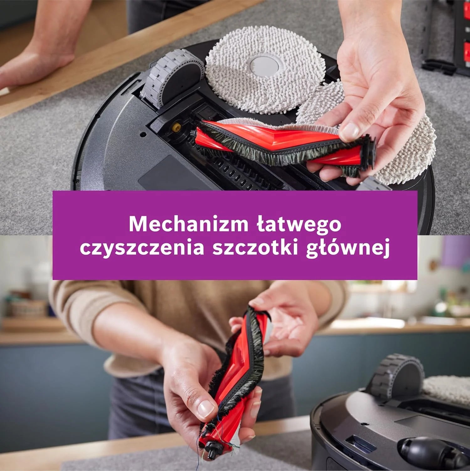 Bosch Spotless Max Robot sprzątający z funkcją mopowania, moc ssania 11 000 Pa, wysuwana nakładka mopującą, stacja czyszczącą, nawigacją Smart Vision, aplikacja Bosch Home Connect, BCRDW3B, czarny