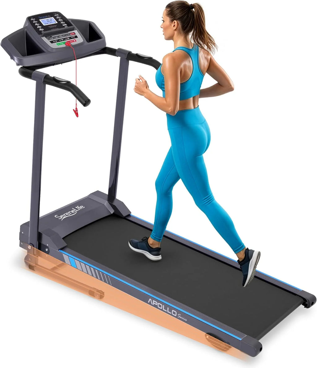 SereneLife Bieżnia do domu – składana podkładka do biegania, z wyświetlaczem LED, Treadmill for Home, Bluetooth App Sync, Digital Fitness, Walkpad z nachyleniem, do 10 km/h