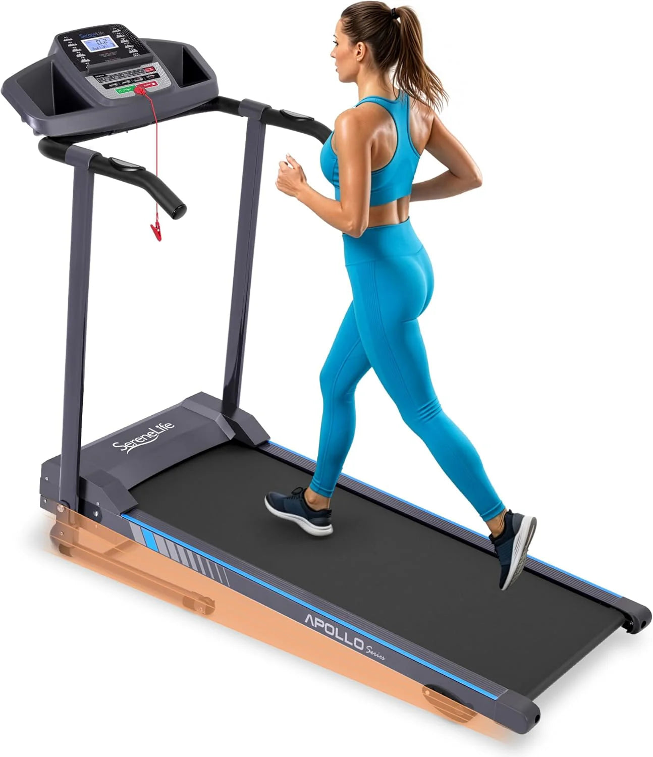 SereneLife Bieżnia do domu – składana podkładka do biegania, z wyświetlaczem LED, Treadmill for Home, Bluetooth App Sync, Digital Fitness, Walkpad z nachyleniem, do 10 km/h