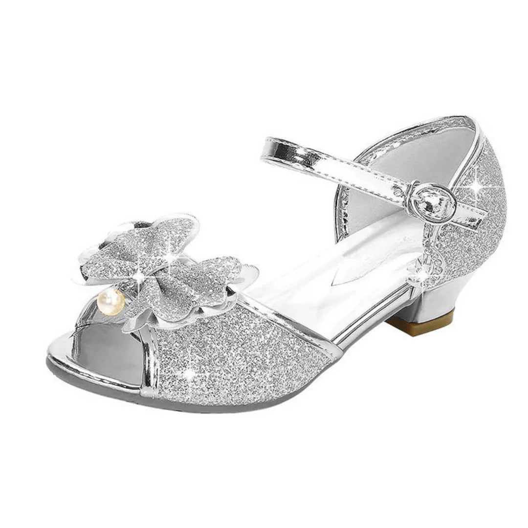 Princess Heeled Sandals for Girls - Glitter & Buckle Design
