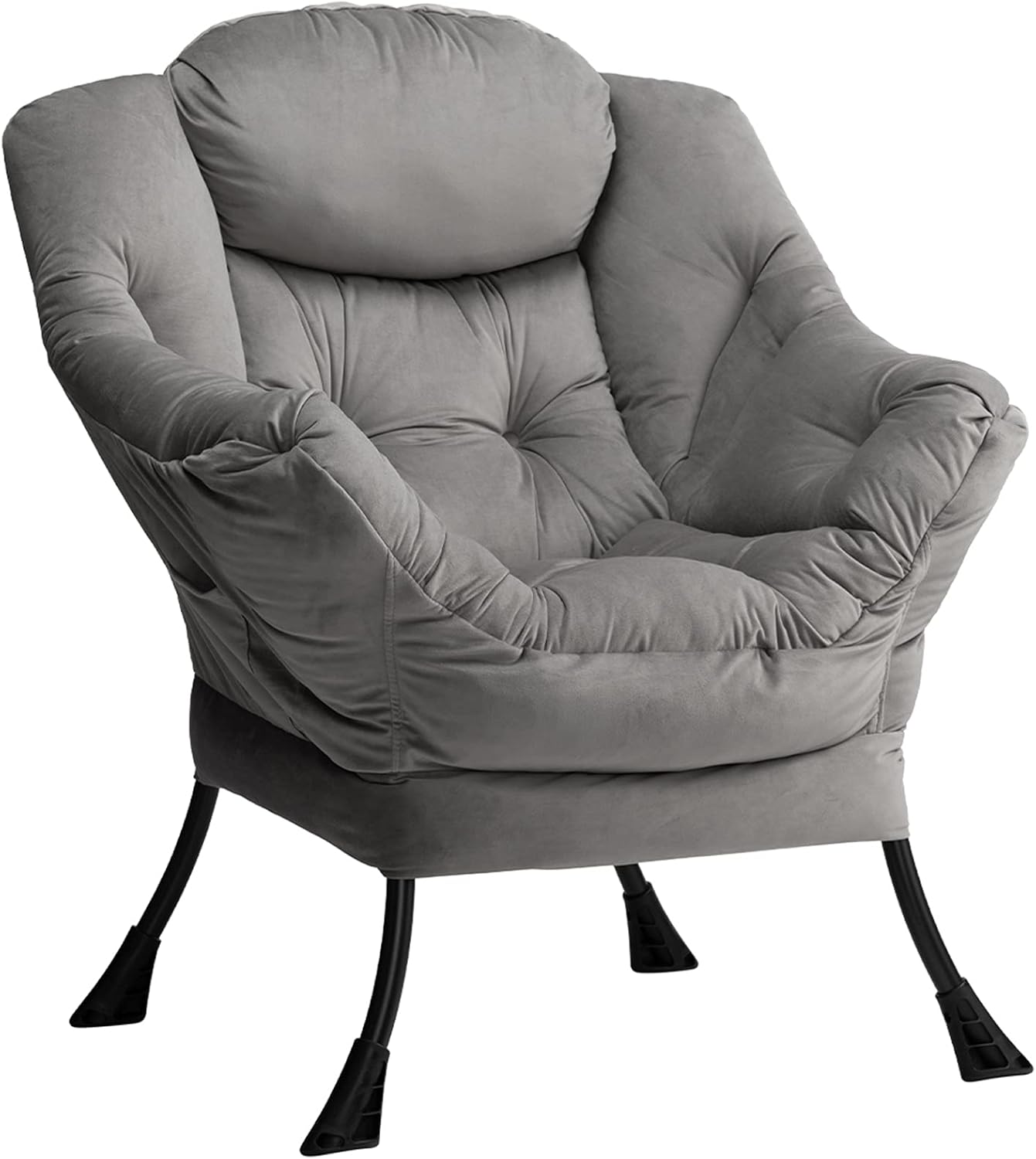 HollyHOME Poltrona, Relax Poltrona con Braccioli e Divano Pocket, Tessuto in Velluto, Leisure Sofa con Tessuto Moderno e Struttura in Acciaio, Blu Scuro