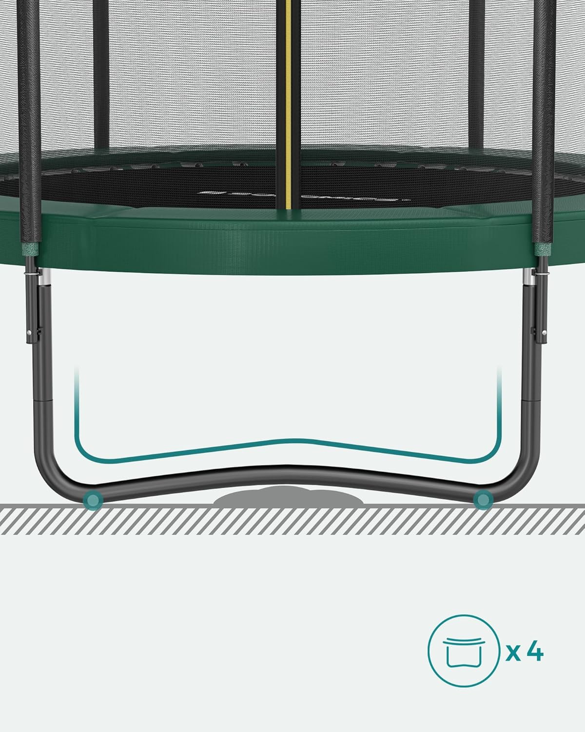 SONGMICS Trampolina Ø 244/305/366/427 cm, certyfikat TÜV Rheinland GS, okrągła trampolina ogrodowa z siatką zabezpieczającą i drabinką, wyściełany stelaż, dla dzieci i dorosłych