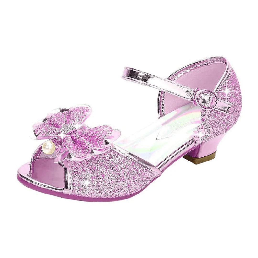 Princess Heeled Sandals for Girls - Glitter & Buckle Design