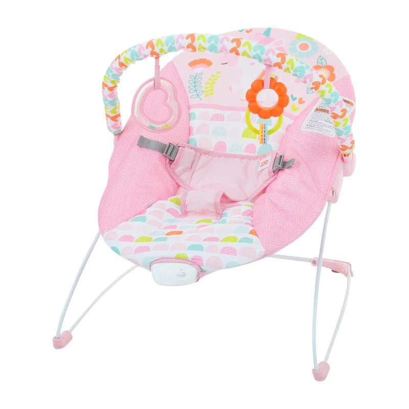 Foldable Baby Bouncer with Deep Supportive Seat, Vibration, and 2 Toys