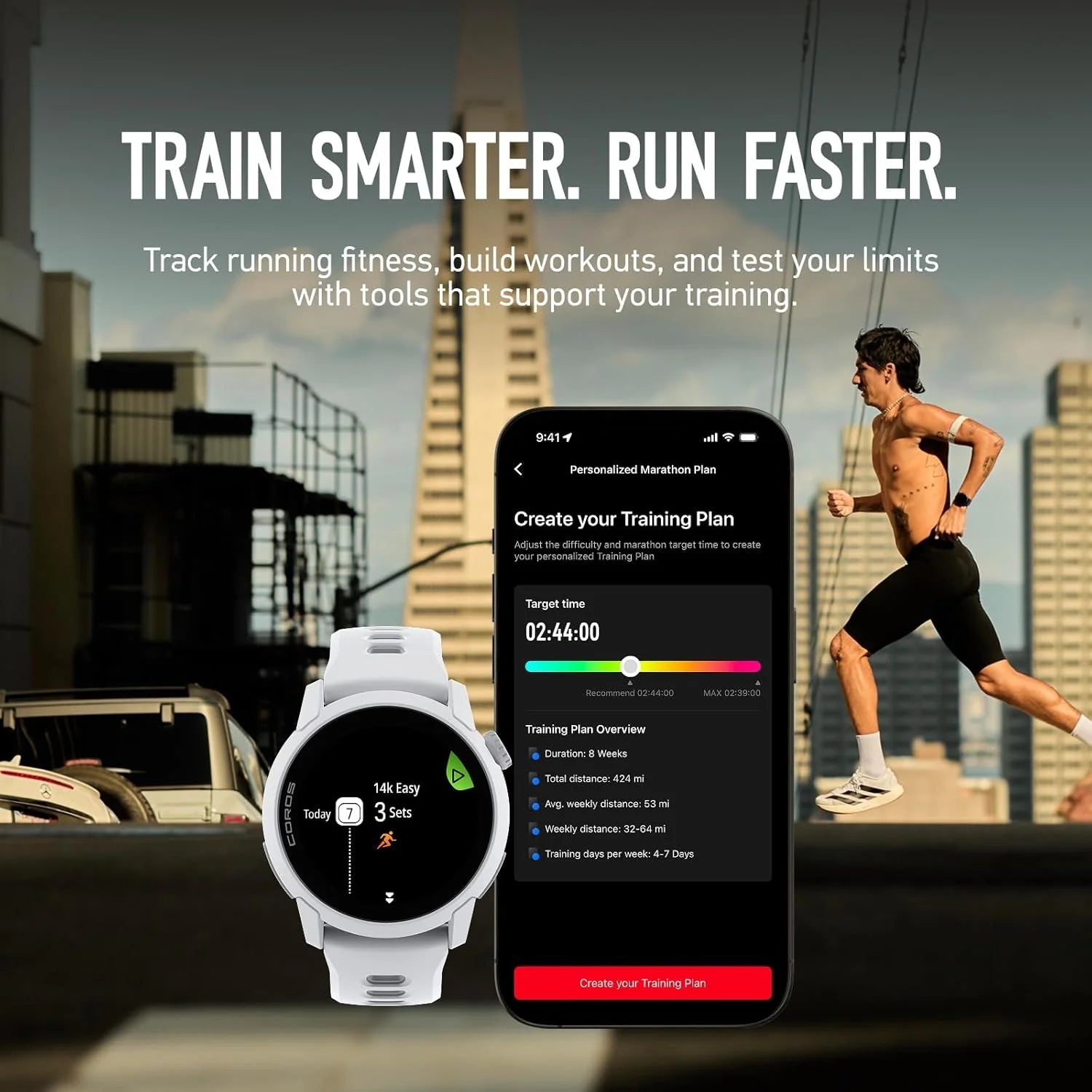 COROS PACE 4 Ultralekki sportowy zegarek GPS, ekran dotykowy AMOLED 1,2, 19 dni codziennego użytkowania, sterowanie głosem, zaawansowane narzędzia treningowe, GPS, nawigacja (biała chmura)
