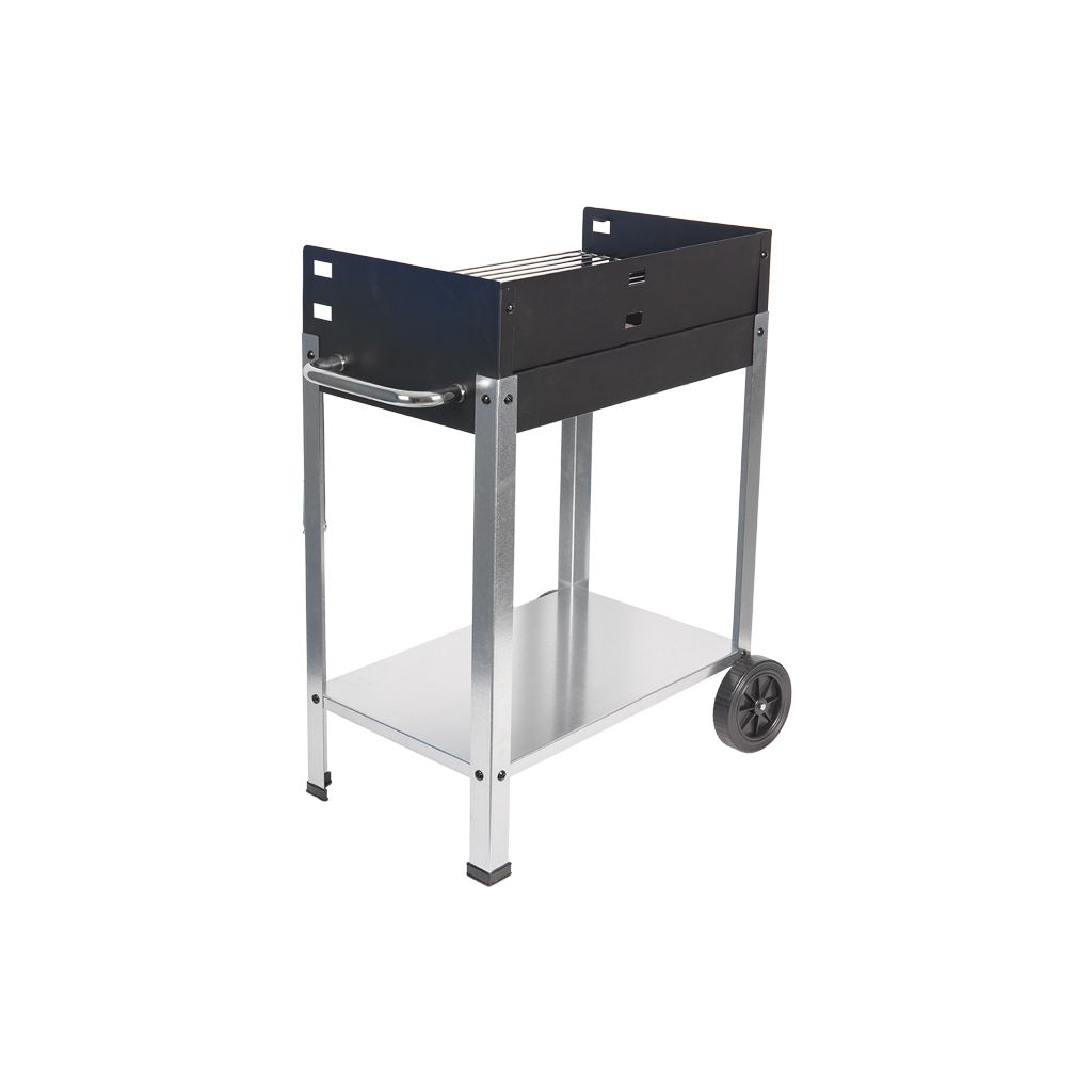 Grill węglowy Cofan z kółkami | Regulowany grill | Z cegłą ogniotrwałą i uchwytem bocznym | Łatwy transport | Duża powierzchnia do grillowania | Wymiary: 56,7 x 36 x 83 cm