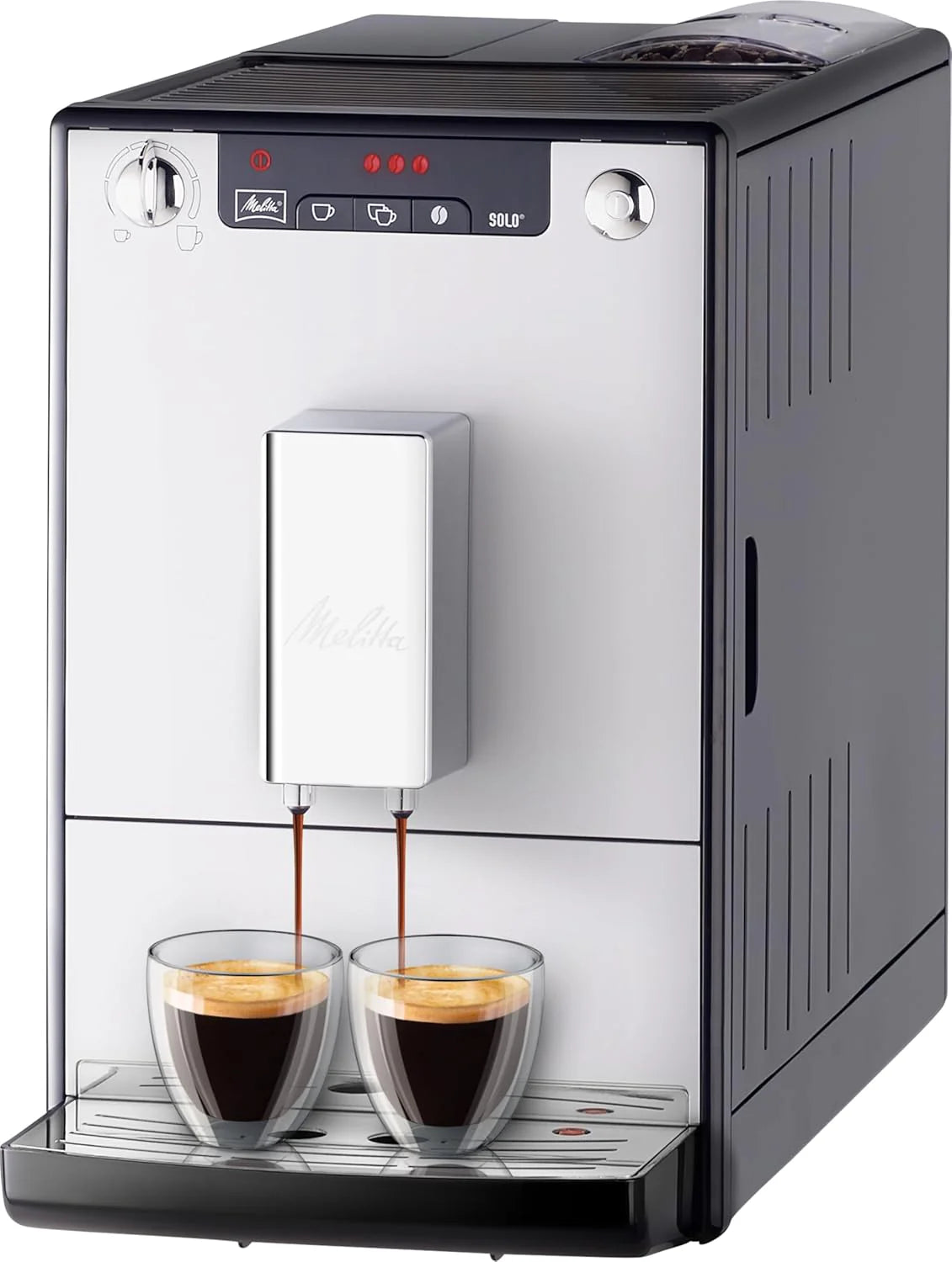 Melitta E 950-222 Caffeo Solo Automatyczny Ekspres do Kawy, 1400 W, 1,2 Litra, Czarny/Srebrny
