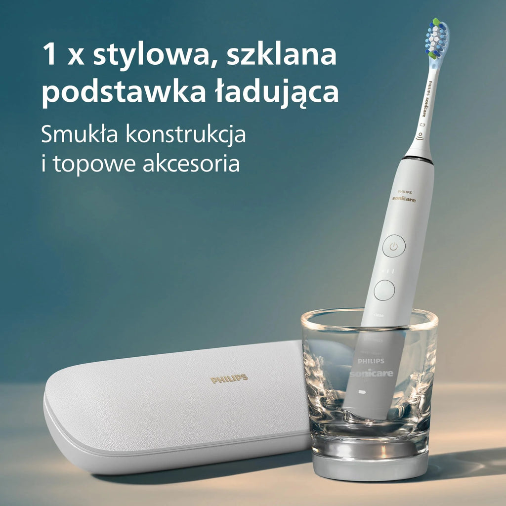 Szczoteczka elektryczna Philips Sonicare DiamondClean 9000, podwójne opakowanie, szczoteczka soniczna z aplikacją, czujnik nacisku, szklanka do ładowania, kolor czarny i Rosegold, model HX9914/61