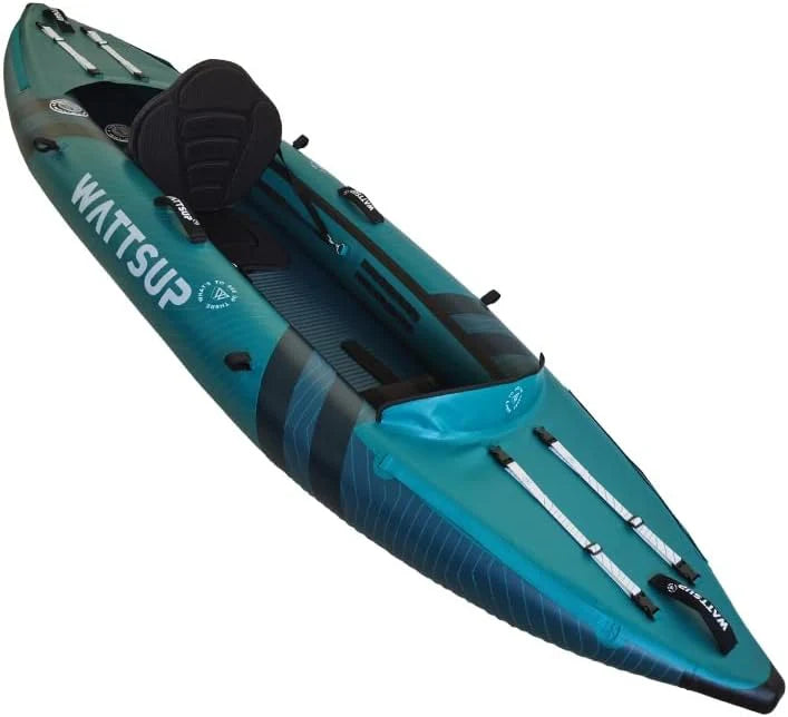 Wattsup Kajak dmuchany COD dla jednej osoby – 310 x 85 cm (10'2 x 33), laminowane tworzywo PVC i konstrukcja Dropstitch, kompletny zestaw, maks. 180 kg
