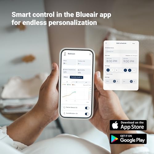 BLUEAIR Oczyszczacz i nawilżacz powietrza 2 w 1 z technologią HEPASilent i InvisibleMist 360, Top Pour pokrywa 79 m2 w 30 minut, idealnie zrównoważone powietrze, tylko jeden produkt