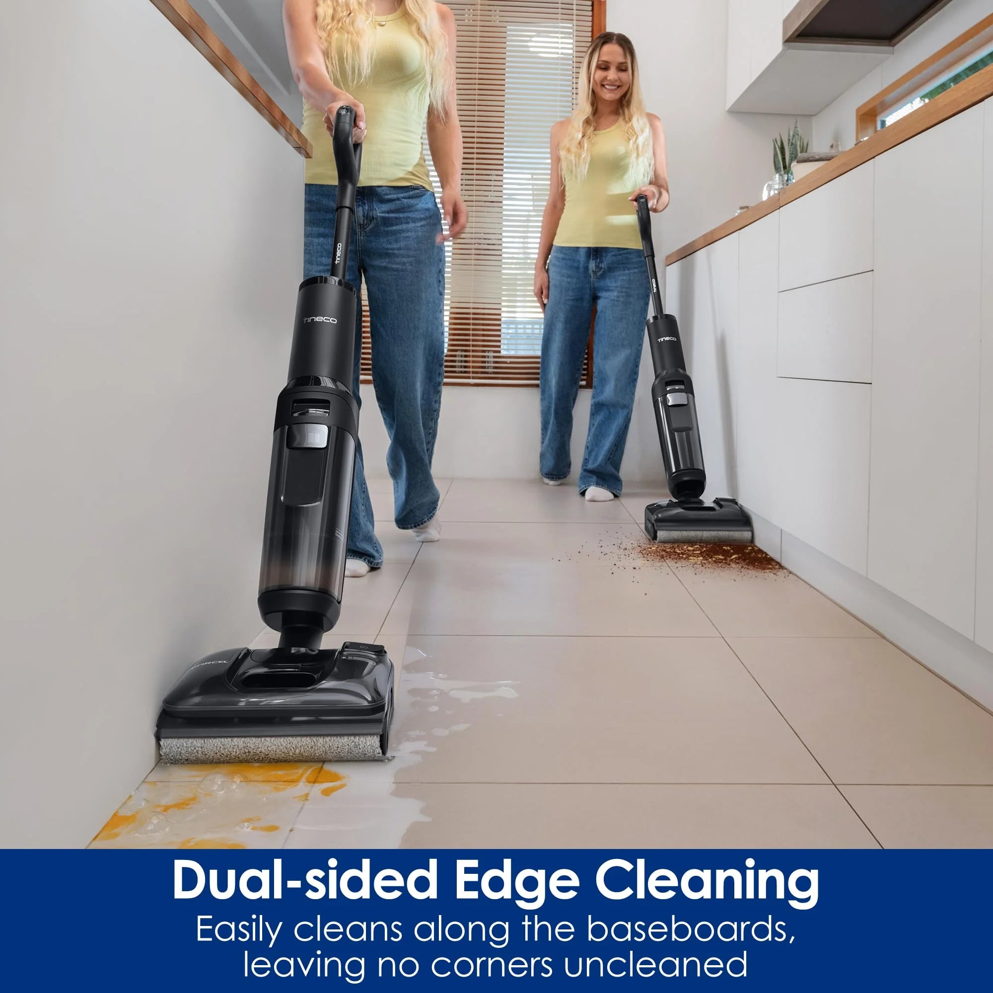 Tineco FLOOR ONE S7 Stretch Steam Draadloze Nat-Droog Stoomzuiger Alles-in-één, 160℃ HyperSteam, 180° Plat Liggend, Anti-Knoop Ontwerp, FlashDry Zelfreiniging, Tot 80 min gebruiksduur
