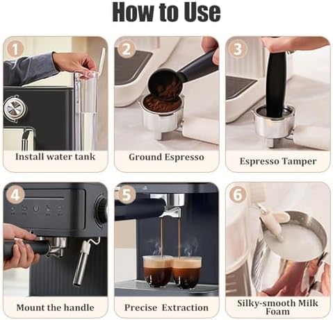 20 Bar Espresso Machine Ekran dotykowy, Zintegrowany Frother mleka do lade i Cappuccino, 1,8L Wyjmowany zbiornik na wodę, półautomat Auto ekspres do kawy z pompą wysokociśnieniową do użytku domowego
