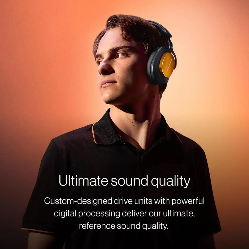 Bowers & Wilkins Px8 S2 bezprzewodowe słuchawki z redukcją szumów z Bluetooth Audio, funkcja szybkiego ładowania, 30 godzin odtwarzania w wysokiej rozdzielczości i mikrofonem - onyks czarny
