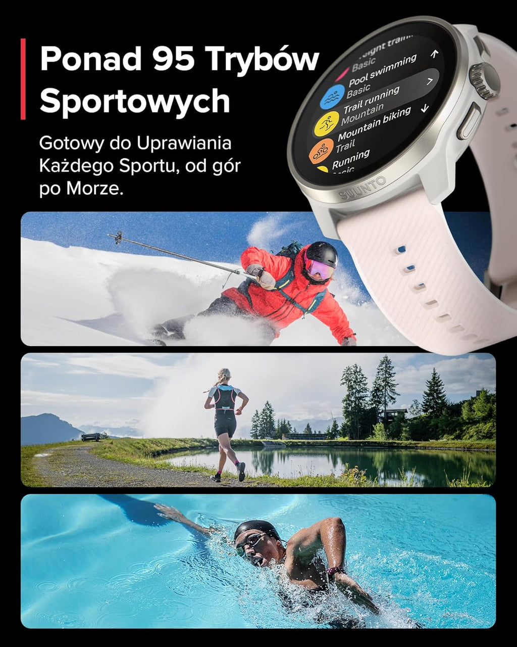 SUUNTO Race S Zegarek Biegowy z Ekranem Dotykowym Amoled, Dwuzakresowy Gps Zegarek Sportowy, Śledzenie Hrv i Snu, Plan Treningowy Oparty na Si, Bezpłatne Mapy Offline, Wodoodporność do 50M