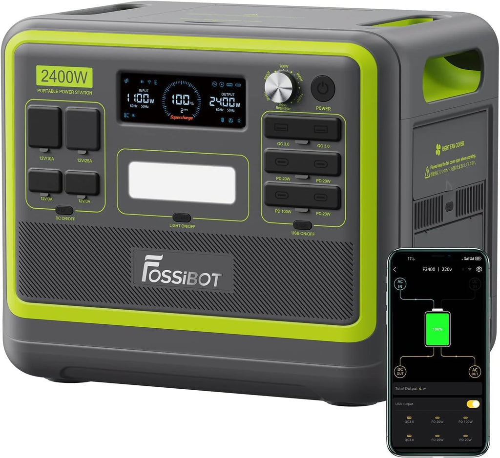 Fossibot Polska F1800 Przenośna Elektrownia 1024Wh LiFePO4 -Stacja Zasilania VAT 23%, 1200W Power station 7 portów，5-letnia gwarancja
