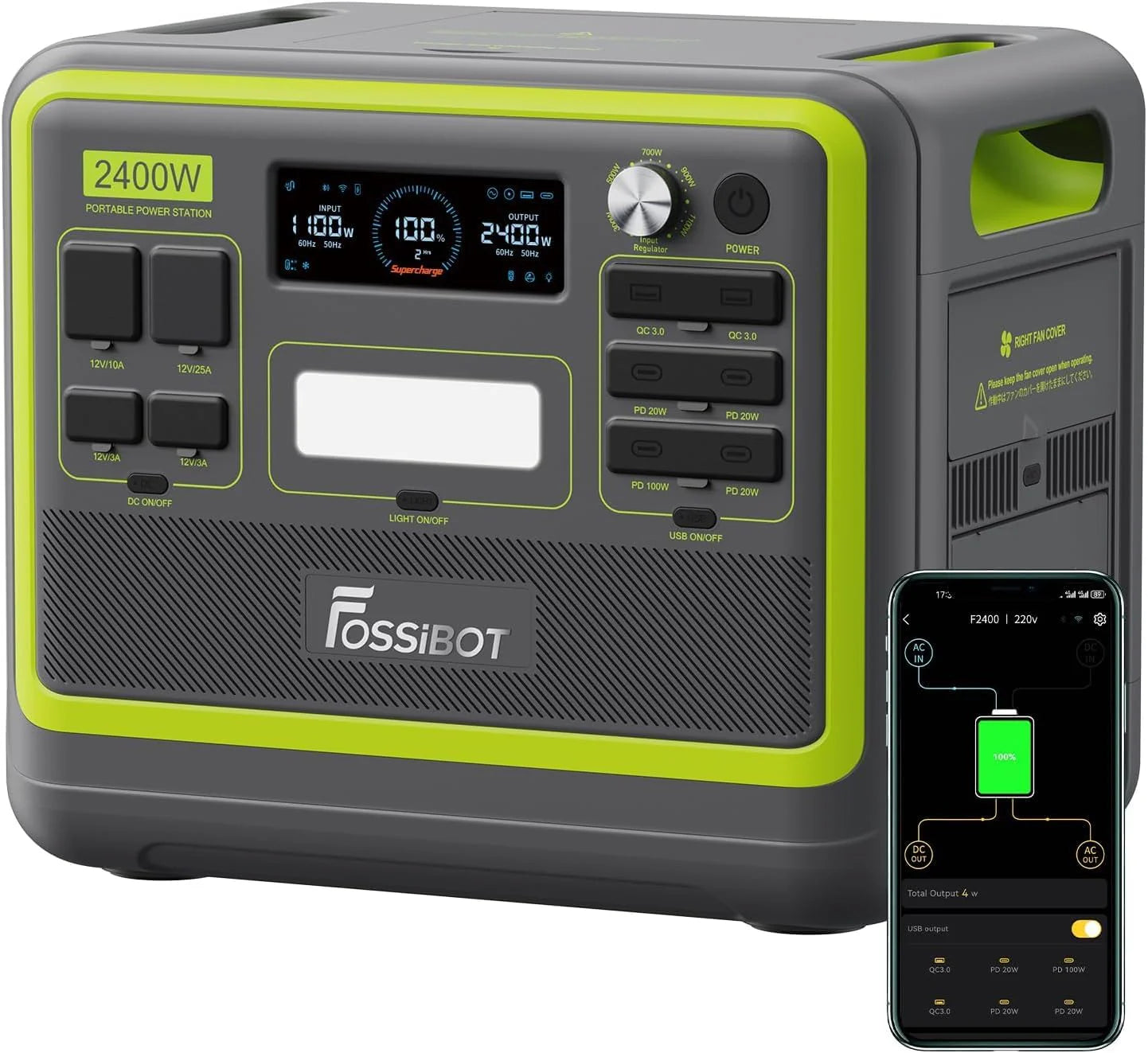 Fossibot Polska F1800 Przenośna Elektrownia 1024Wh LiFePO4 -Stacja Zasilania VAT 23%, 1200W Power station 7 portów，5-letnia gwarancja
