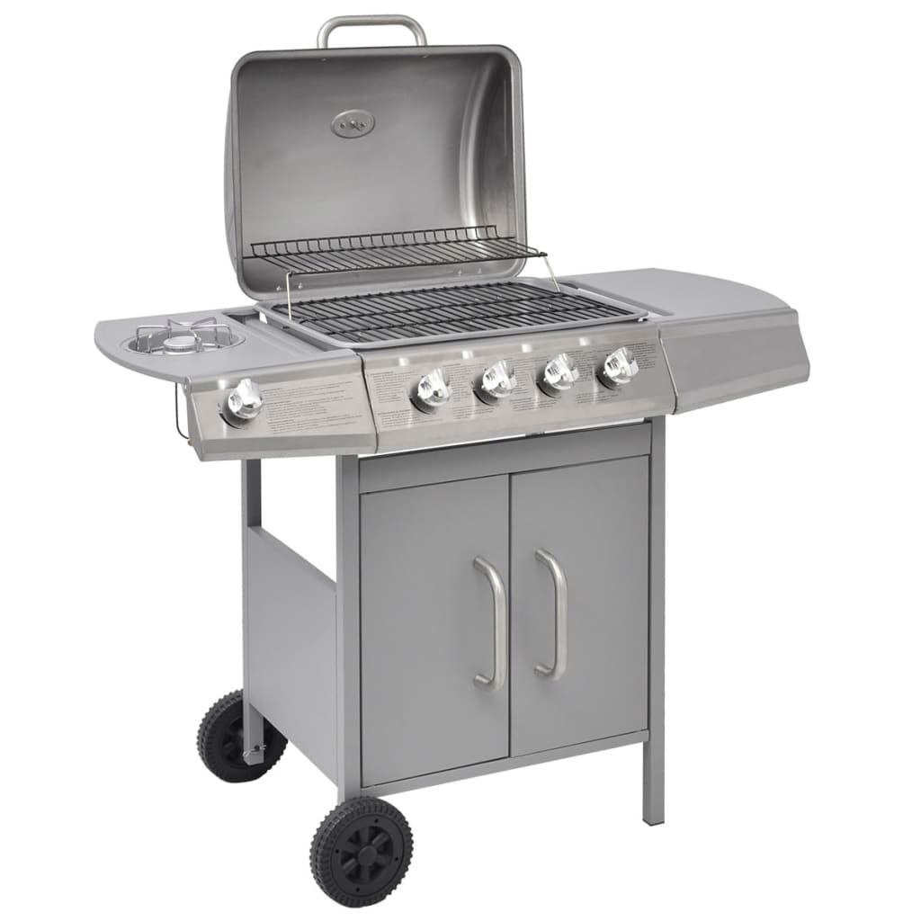 Grill gazowy Vidaxl z 4+1 palnikami, srebrny