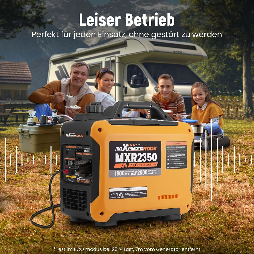 maXpeedingrods Inwerterowy generator prądu, 2000 W, benzynowy, 4-suwowy, z gniazdem USB i gniazdami 230 V, cyfrowy wyświetlacz, kompaktowy i lekki, na kemping, do podróży na świeżym powietrzu, kampera