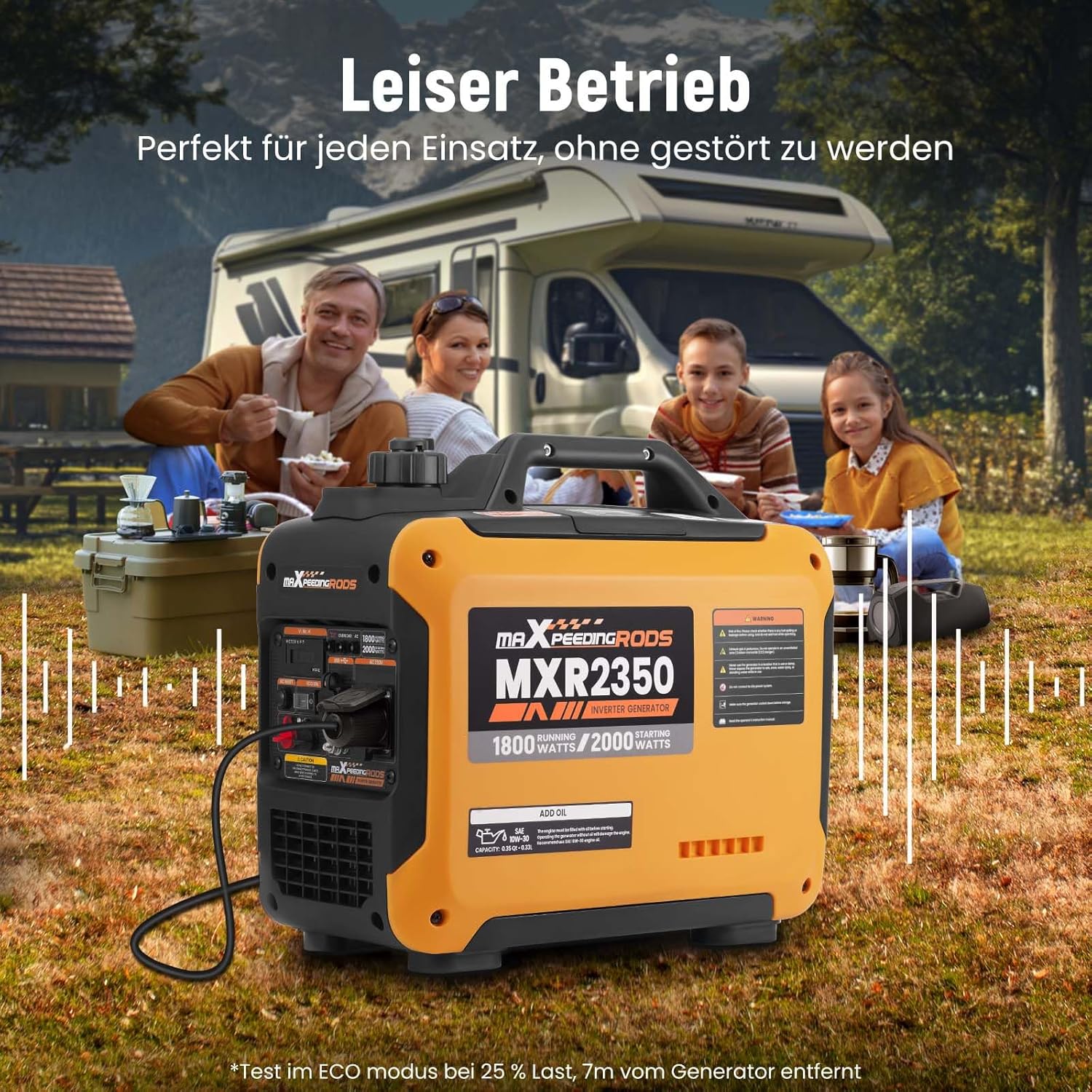 maXpeedingrods Inwerterowy generator prądu, 2000 W, benzynowy, 4-suwowy, z gniazdem USB i gniazdami 230 V, cyfrowy wyświetlacz, kompaktowy i lekki, na kemping, do podróży na świeżym powietrzu, kampera